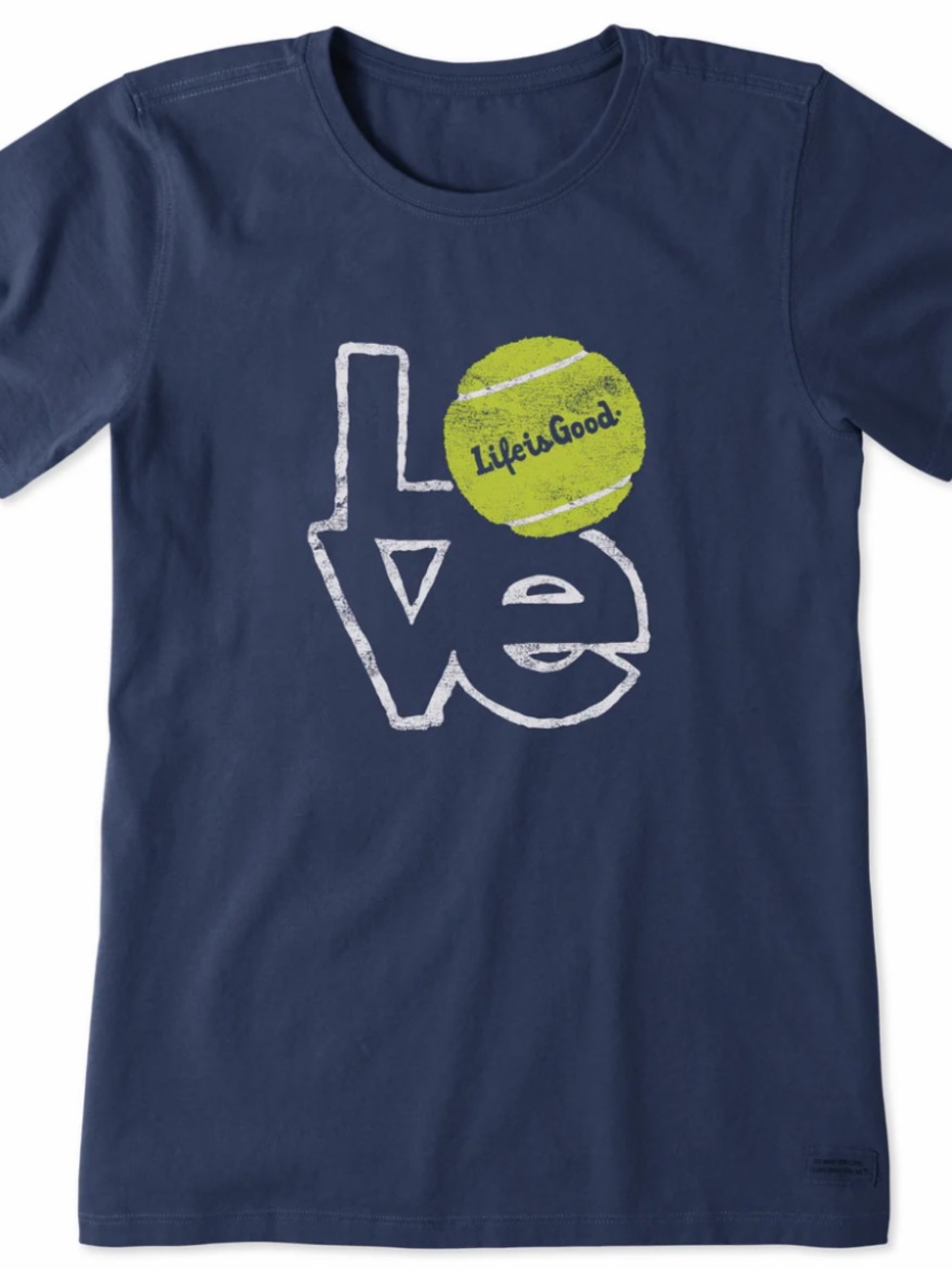 Life is Good women’s 100% cotton navy tennis T-Shirt